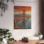 Golden Gate Bridge Sunset Poster - Matte Vertical Travel Wall Art - AquilVision