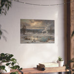 Winter Landscape Matte Poster — Serene Snowy Lake Art Print - AquilVision