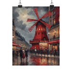 Vintage Paris Moulin Rouge Matte Poster — Romantic City Street Art Print - AquilVision