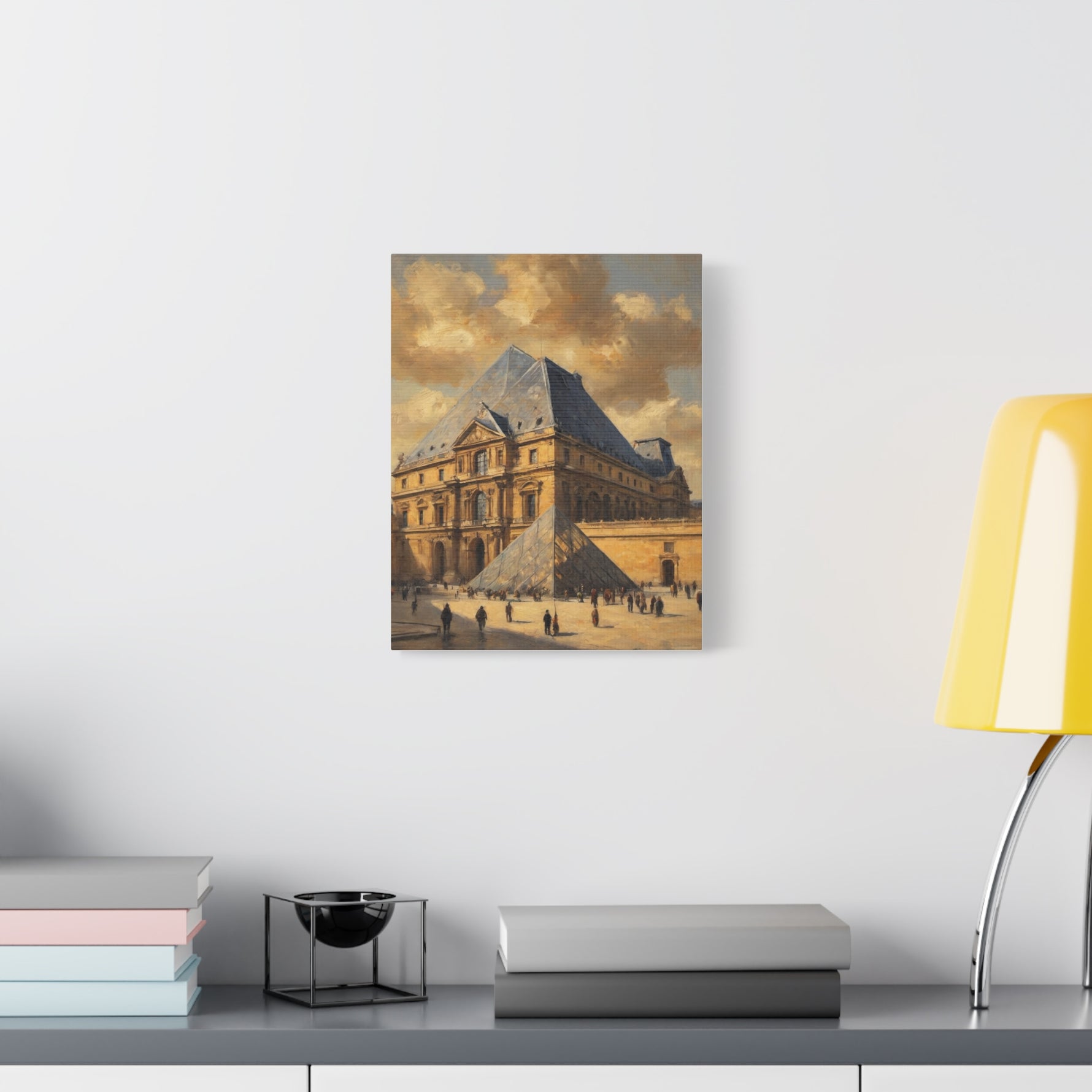 Louvre Pyramid Matte Stretched Canvas Print — Vintage Paris Architecture Wall Art - AquilVision