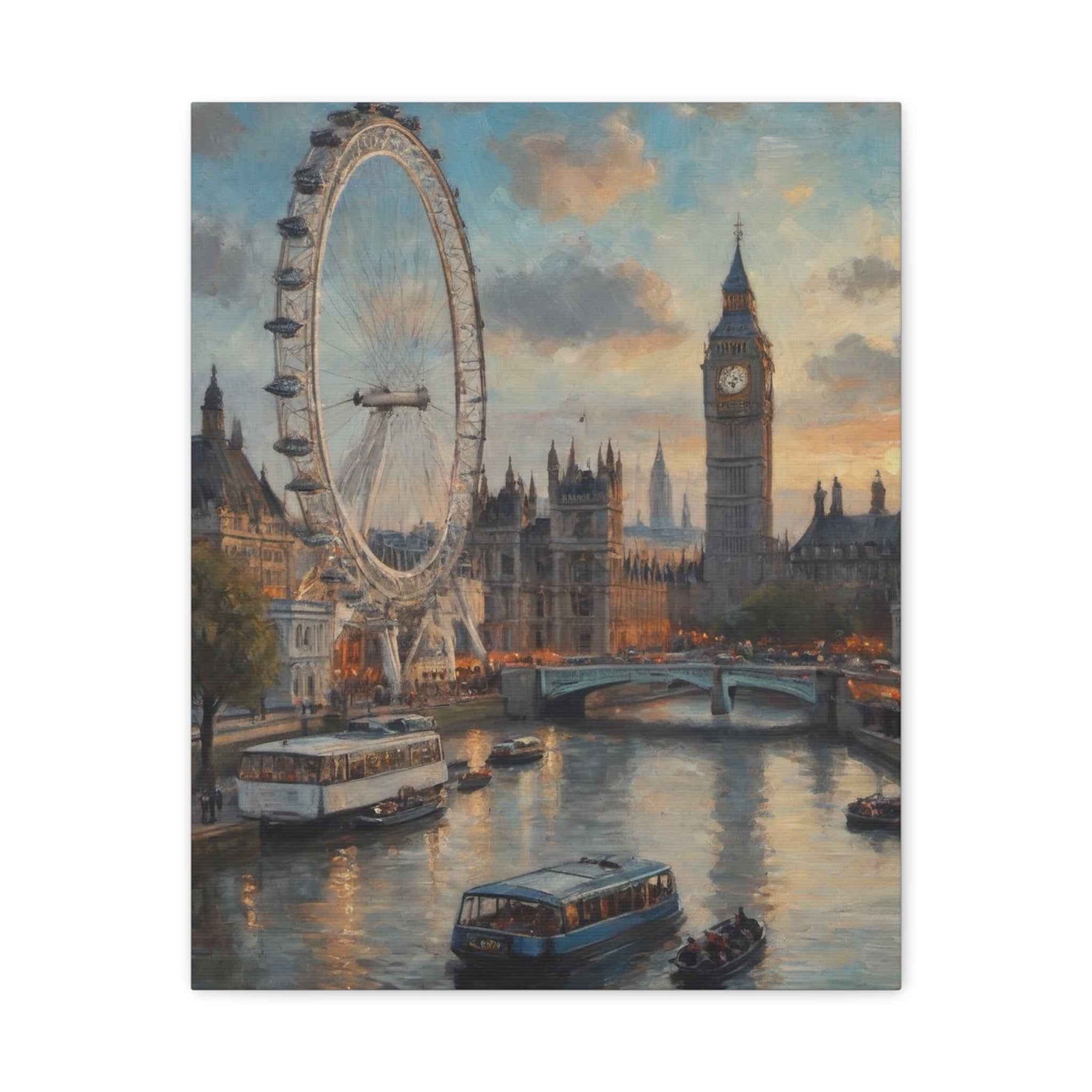 London Collection London Eye Matte Canvas, Stretched, 1.25"