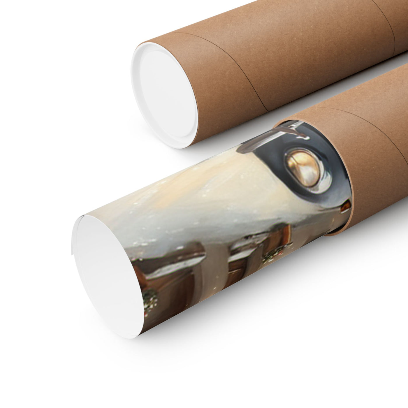 Vintage Winter Village Car Poster Printify