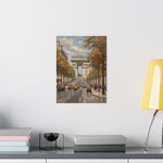 Paris Arc de Triomphe Poster — Autumn Boulevard Matte Vertical Art Print - AquilVision