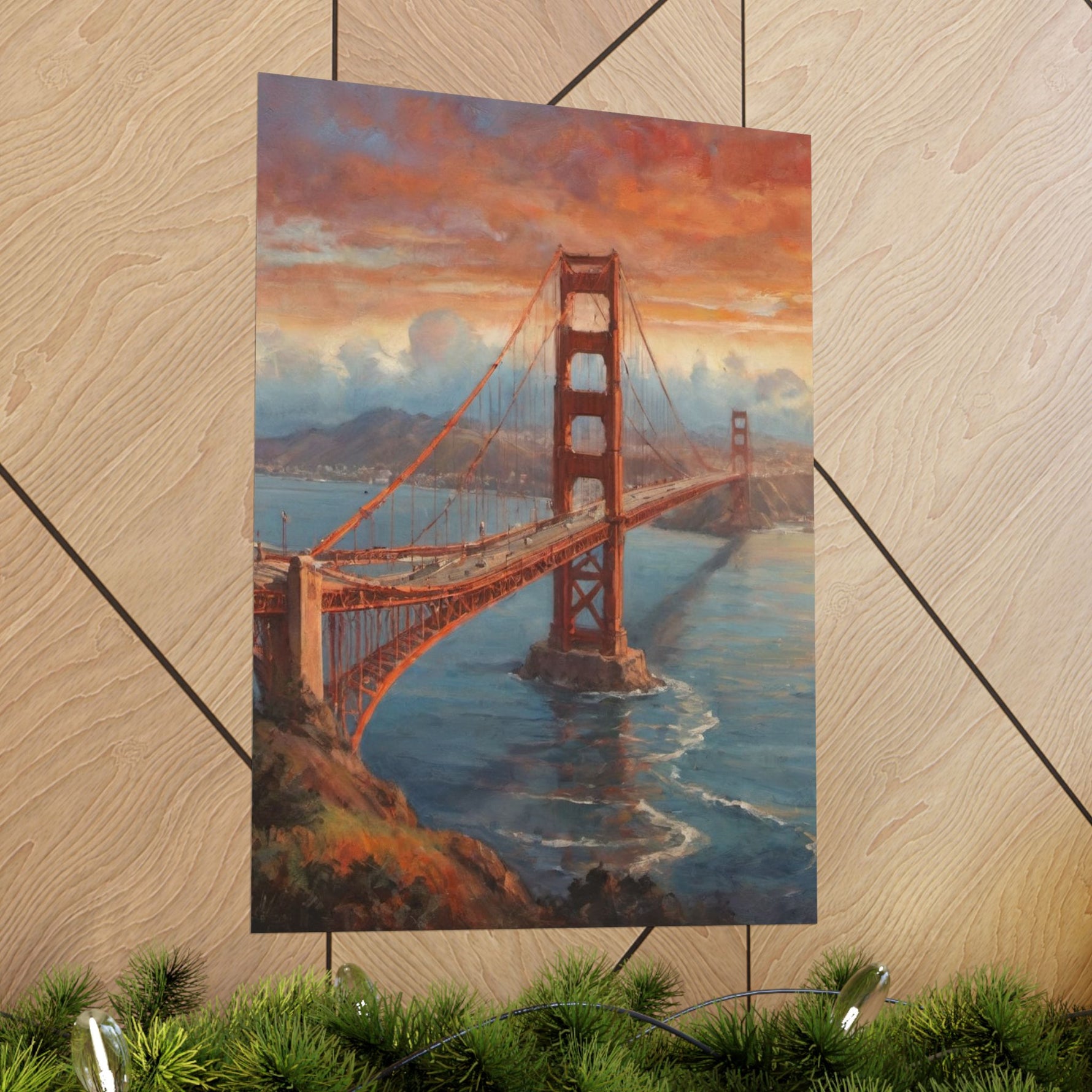 Golden Gate Bridge Sunset Poster - Matte Vertical Travel Wall Art - AquilVision