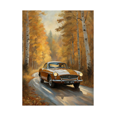 Autumn Car Art Poster | Rustic Home Decor, Vintage Wall Art, Gift for Car Lovers, Fall Aesthetic, Nature Artwork Printify