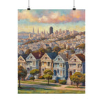 San Francisco Painted Row Houses Matte Poster — Vintage Cityscape Wall Art - AquilVision