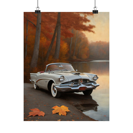 Vintage Car Autumn Matte Poster, Classic Car Art Print, Fall Decor, Retro Home Wall Art, Gift for Him, Car Lover Wall Decor
