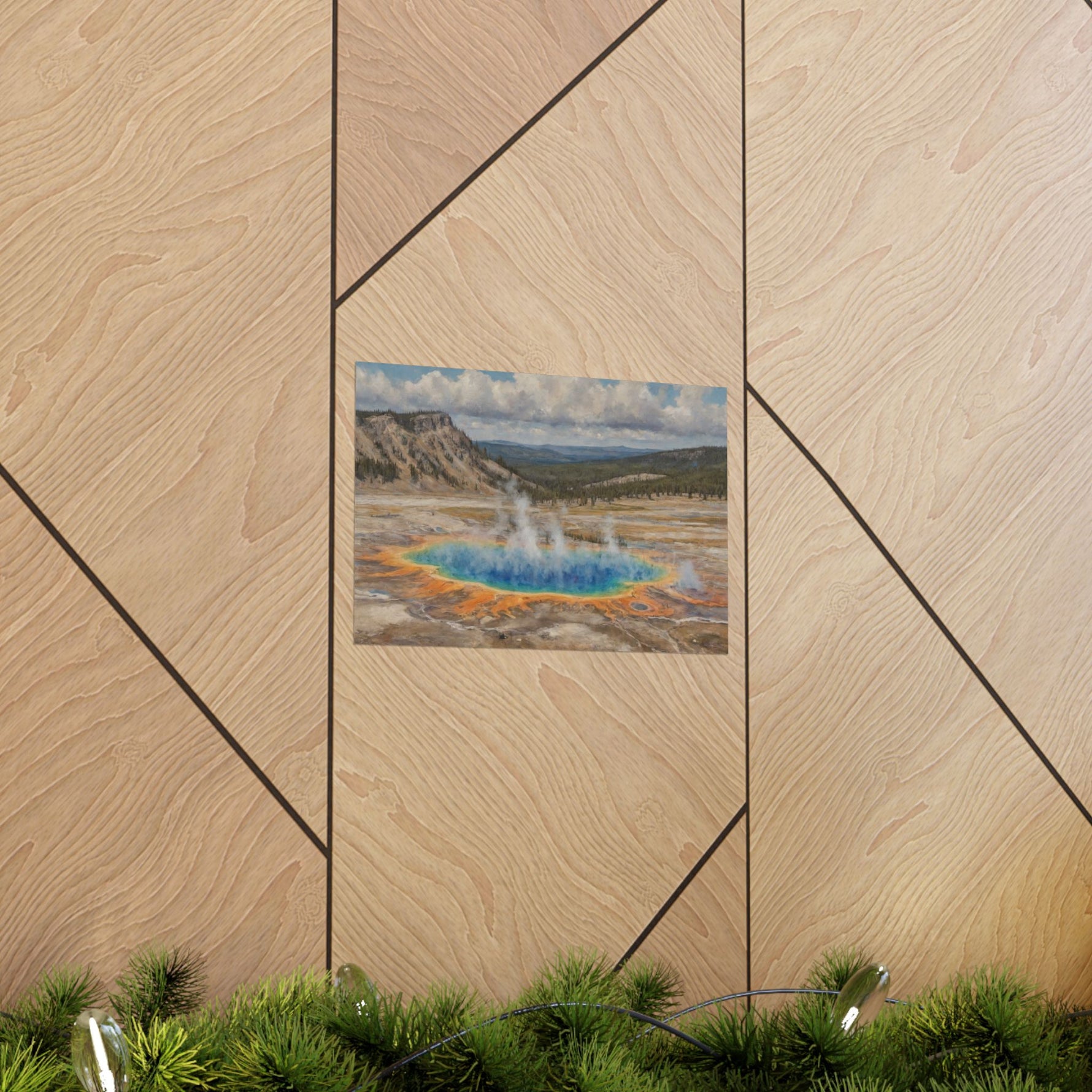 Yellowstone Grand Prismatic Spring Matte Horizontal Poster — Scenic National Park Landscape Wall Art - AquilVision