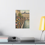 Paris Love Locks Matte Vertical Poster — Romantic Cityscape Wall Art - AquilVision
