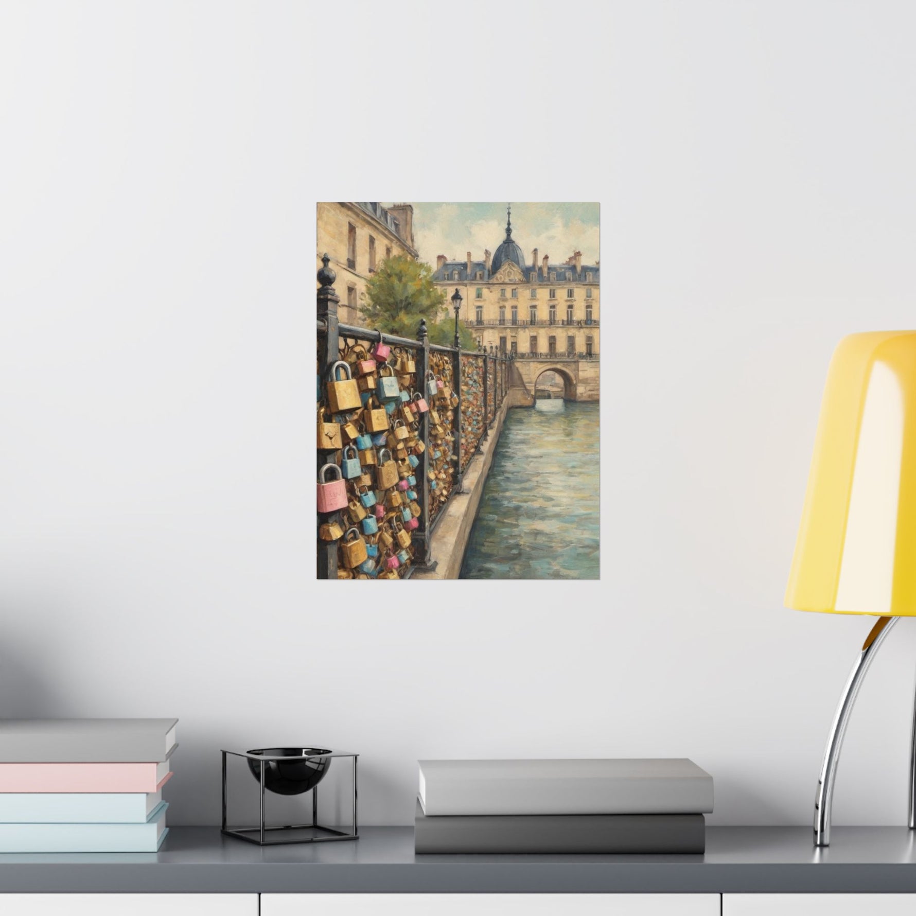 Paris Love Locks Matte Vertical Poster — Romantic Cityscape Wall Art - AquilVision
