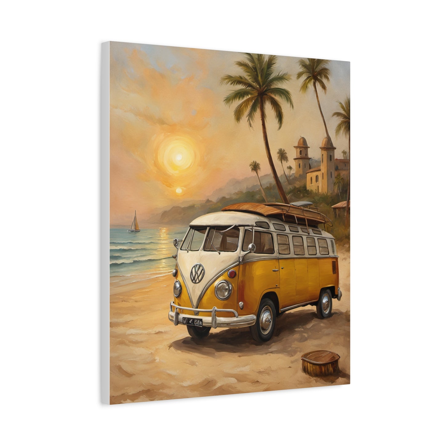 Beach Vibes Canvas Print, Summer Decor, VW Bus Art, Coastal Wall Art, Boho Home Decor, Travel-Inspired Gift