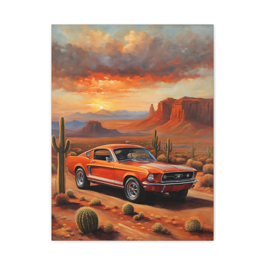 Vintage Car Canvas Art Print, Home Decor, Gift for Car Enthusiasts, Wall Art, Sunset Landscape