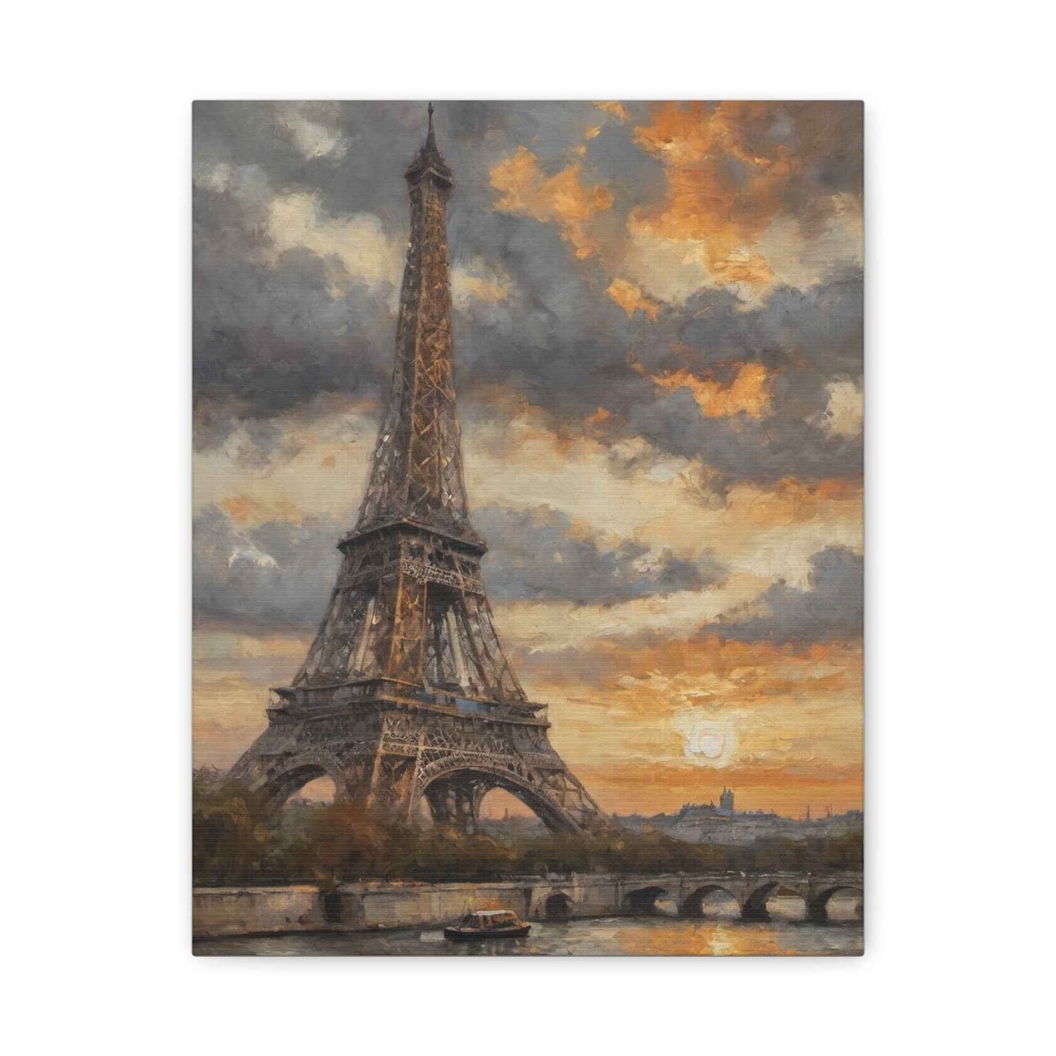 Eiffel Tower Sunset Canvas Print — Matte Stretched Wall Art - AquilVision