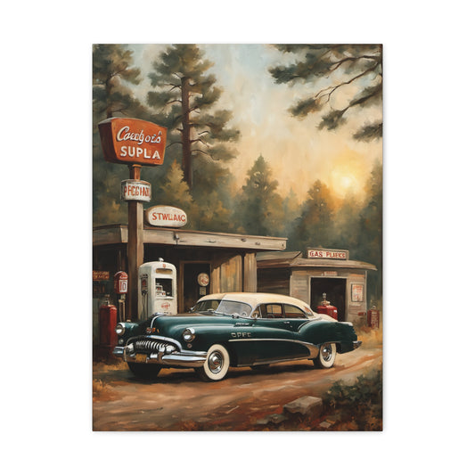 Vintage Car Canvas Print, Retro Wall Art, Home Decor, Gift for Car Enthusiasts, Nostalgic Artwork, Living Room Decoration