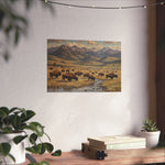 Bison Prairie Yellowstone Matte Poster — Horizontal Wildlife Wall Art - AquilVision