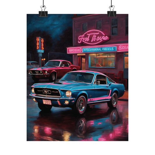 Retro Car Art Print, Vintage Poster for Garage Decor, Classic Muscle Car Wall Art, Gift for Car Enthusiasts, Automotive Home Decor