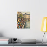 Paris Love Locks Matte Vertical Poster — Romantic Cityscape Wall Art - AquilVision