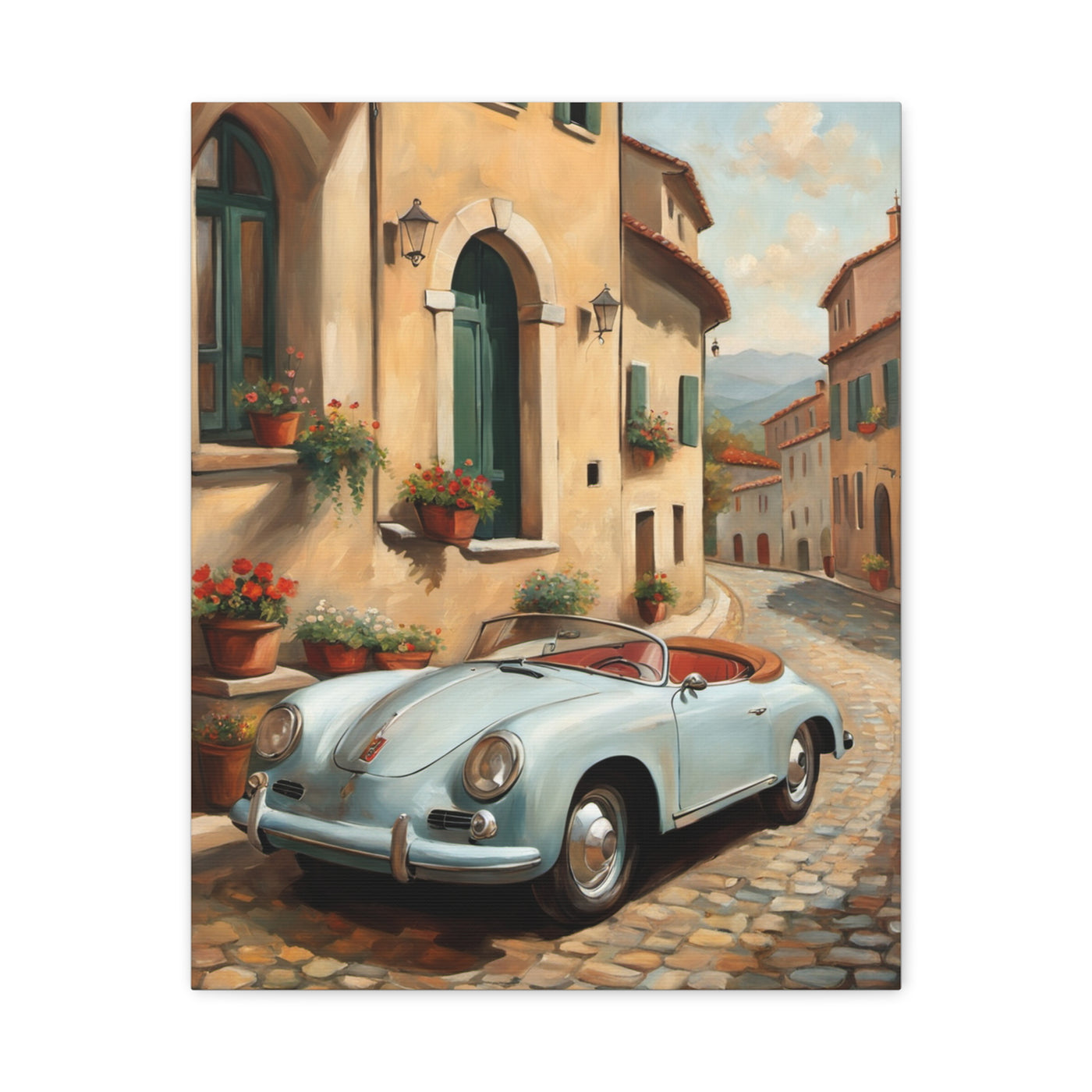 Vintage Car Canvas Print, Classic Car Wall Art, Retro Home Decor, Car Lover Gift, Italian Street Scene Art - AquilVision