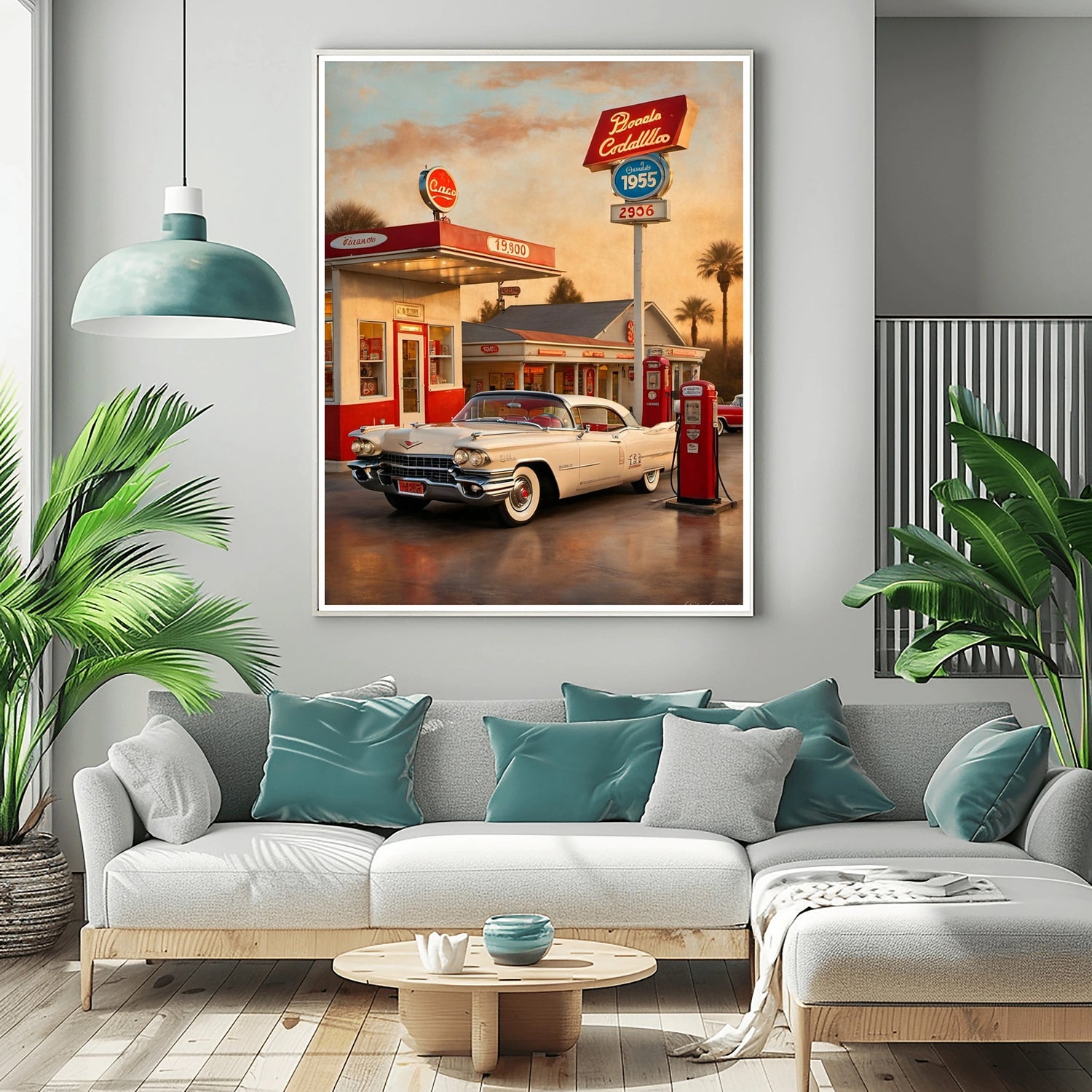 1959 Heckflossen-Chrom-Cadillac – Vintage Station Edition | Plakat auf Leinwand