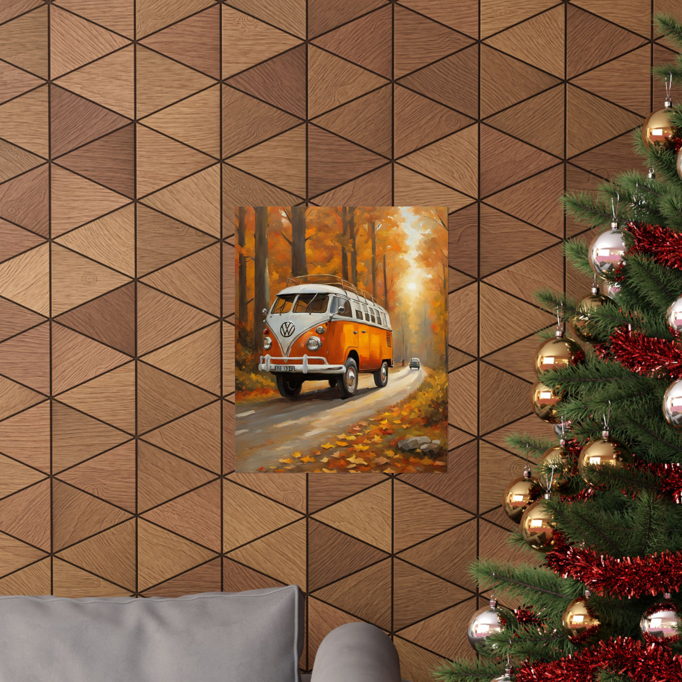 Fall Adventure Matte Vertical Posters, Vintage VW Bus Art, Autumn Decor, Scenic Wall Art, Road Trip Print, Cozy Home Aesthetic - AquilVision