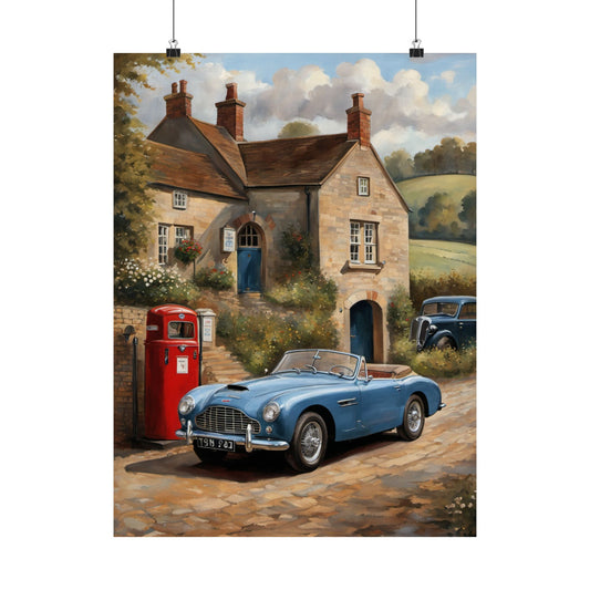 Charming Vintage Car Art Poster, Wall Decor, Gift for Car Lovers, Home Office Art, Retro Poster, Gift for Father's Day