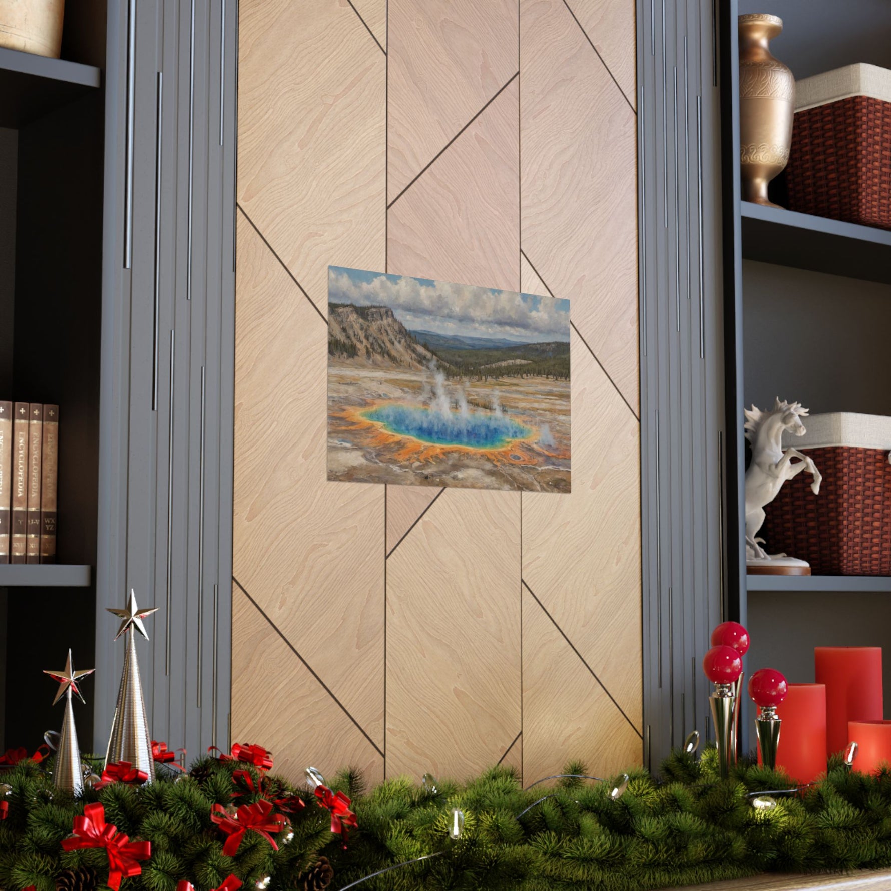 Yellowstone Grand Prismatic Spring Matte Horizontal Poster — Scenic National Park Landscape Wall Art - AquilVision