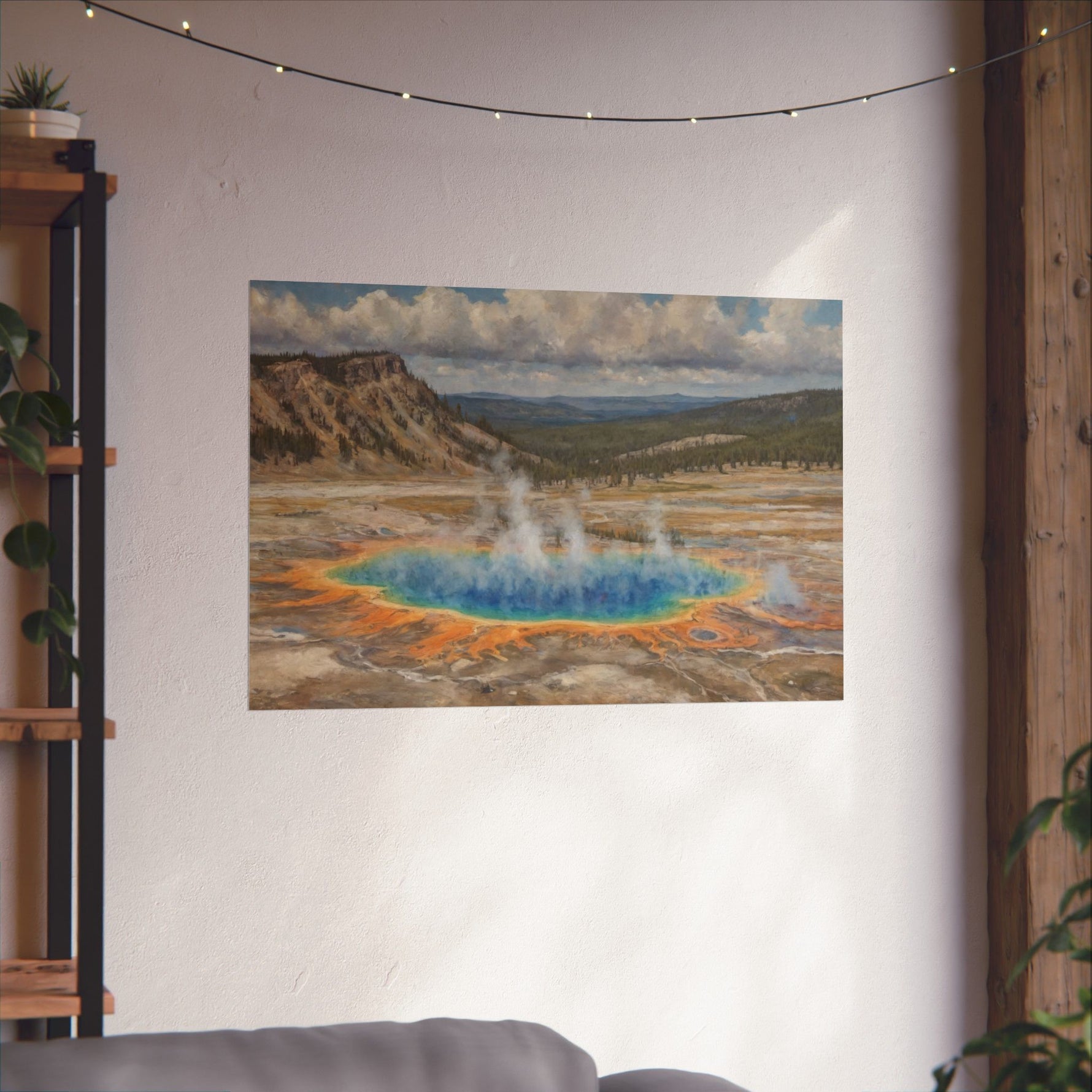 Yellowstone Grand Prismatic Spring Matte Horizontal Poster — Scenic National Park Landscape Wall Art - AquilVision