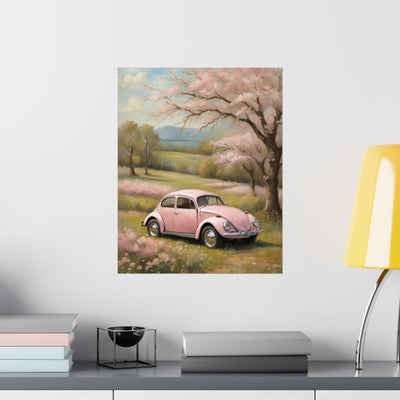 Vintage Pink Car Matte Vertical Poster Printify