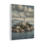 Lighthouse Island Canvas Wall Art — Coastal Seascape Matte Stretched Print - AquilVision