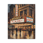 Broadway Theater Night Matte Canvas Wall Art – Vintage Cityscape Stretched Print