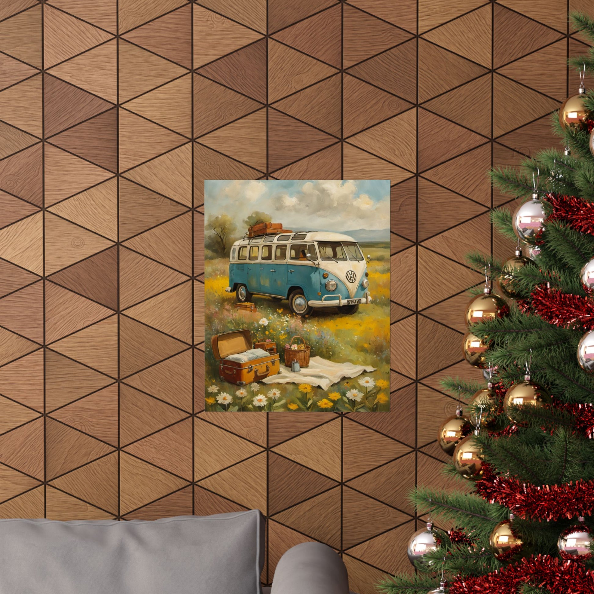 Vintage VW Bus Matte Vertical Posters, Bohemian Wall Art Prints, Travel Decor, Room Aesthetic, Gift for Adventure Lovers - AquilVision