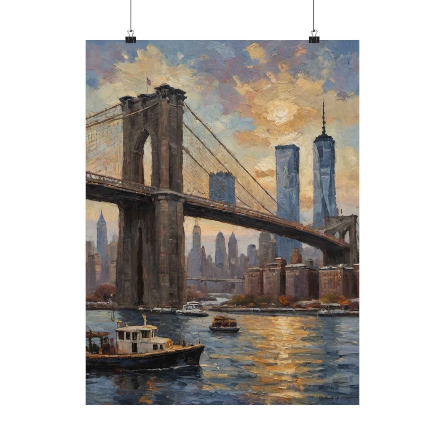 Brooklyn Bridge Sunset Matte Poster — New York City Skyline Wall Art