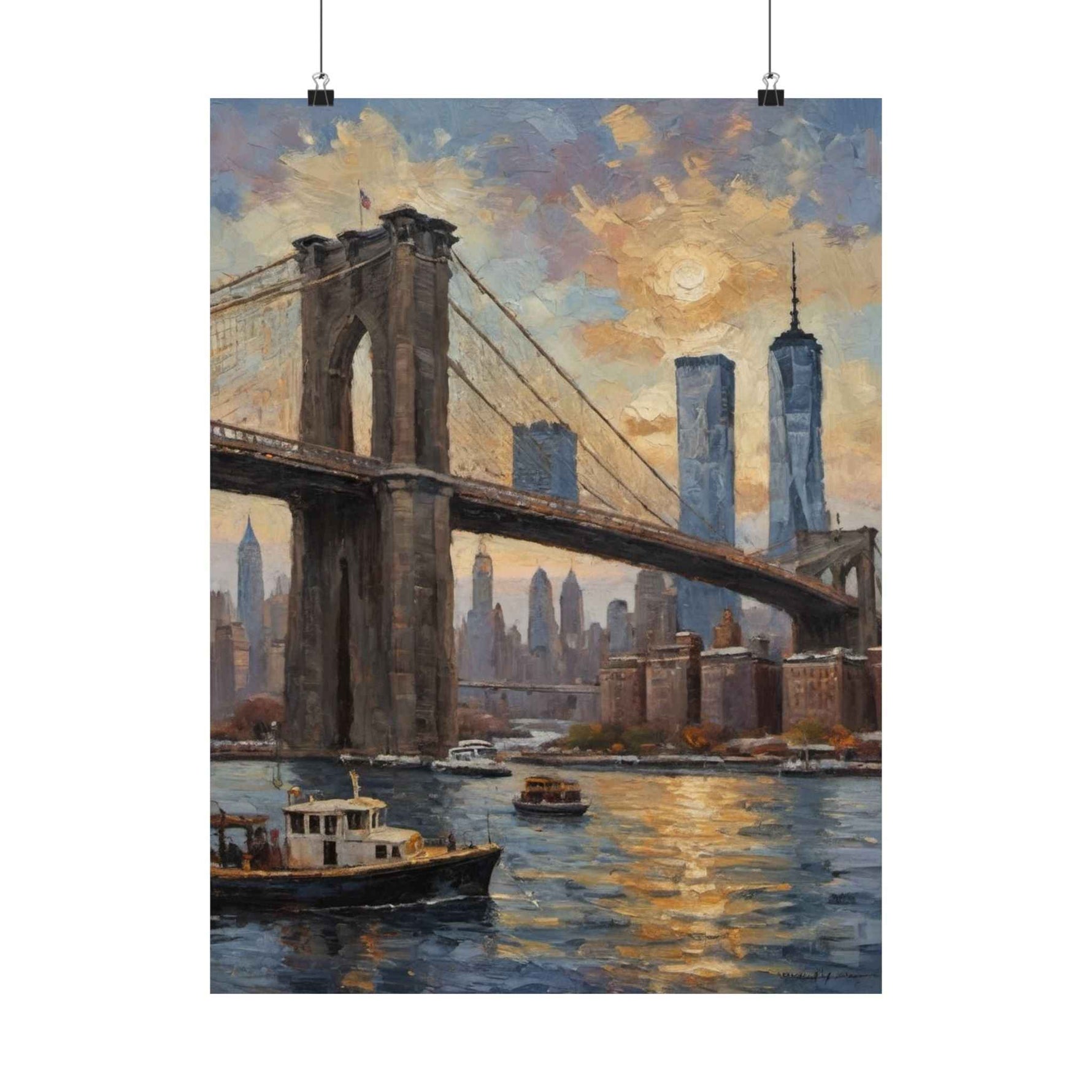 Brooklyn Bridge Sunset Matte Poster — New York City Skyline Wall Art