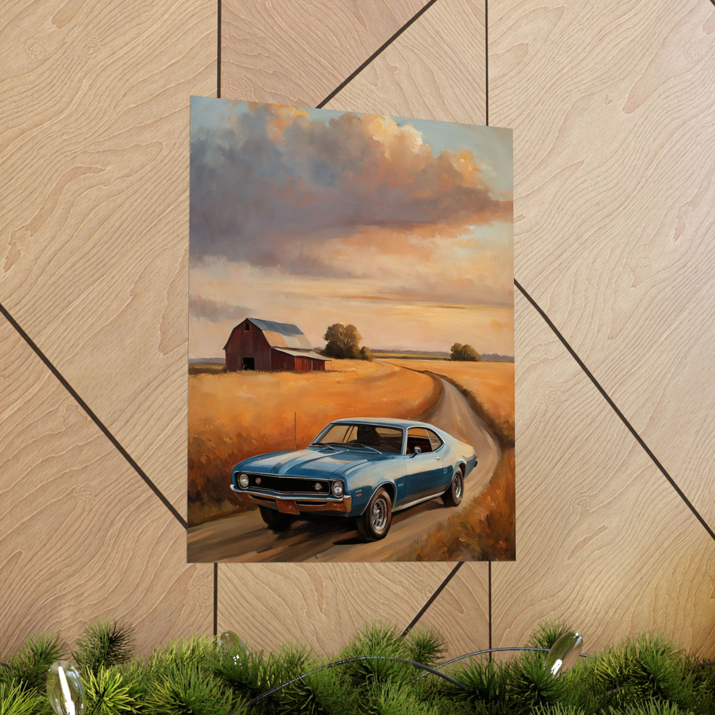 Vintage Car Landscape Poster Art | AJ68 Collection Printify