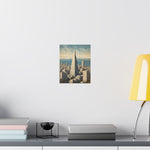 Vintage Cityscape Poster — Transamerica Pyramid Matte Vertical Print - AquilVision