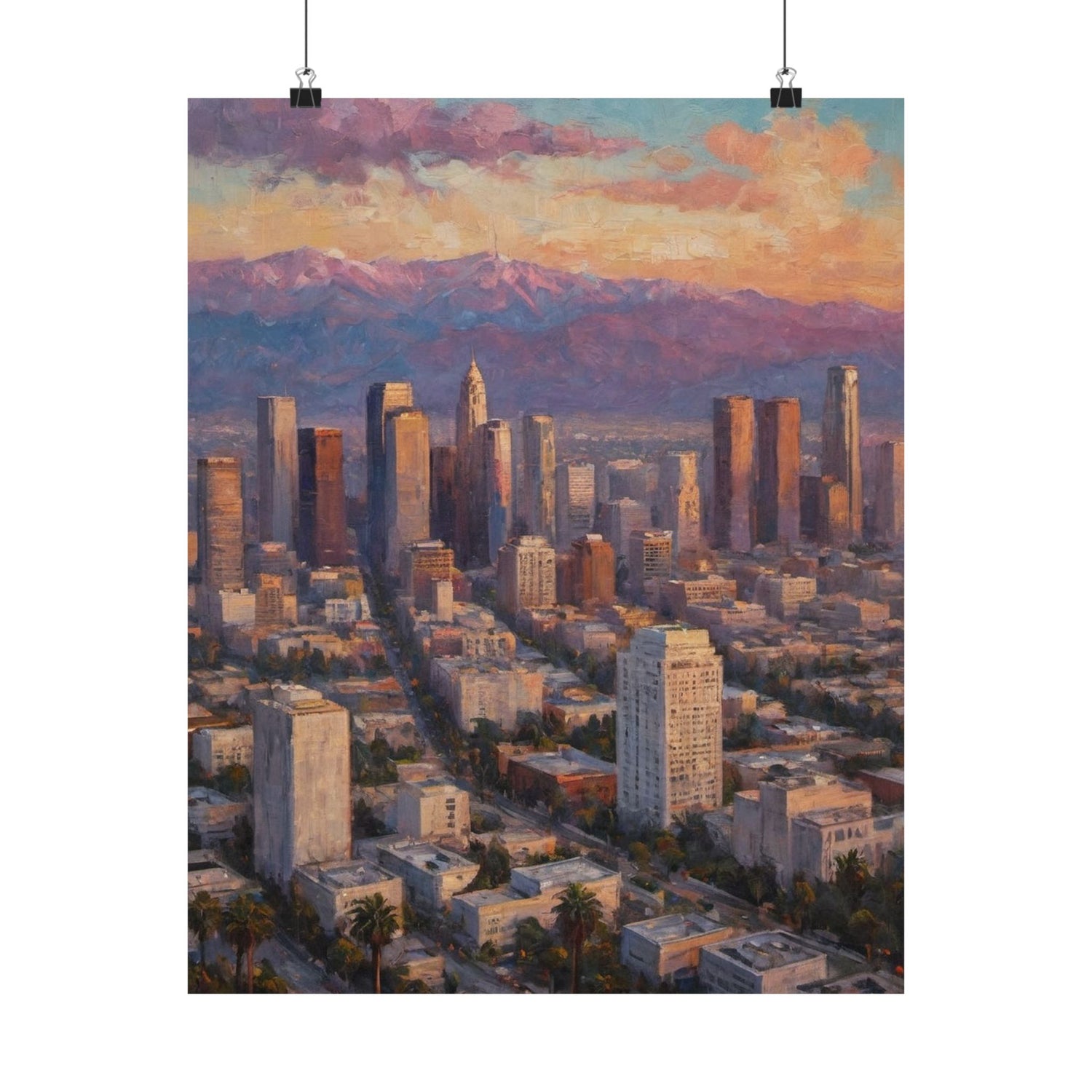 Los Angeles Cityscape Matte Poster — Sunset Skyline Wall Art