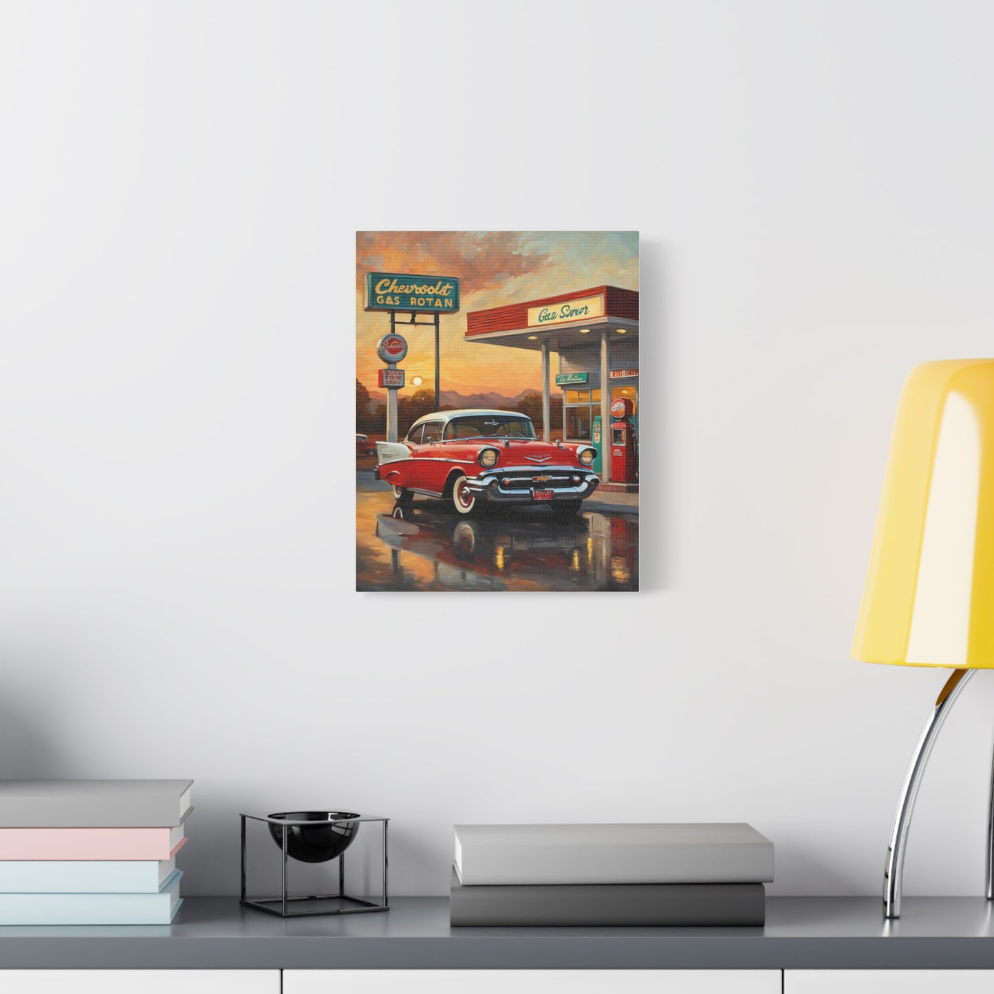 Vintage Car Canvas Wall Art, Retro Automotive Décor, Classic Chevrolet Poster, Gift for Car Lovers, Nostalgic Home Decoration