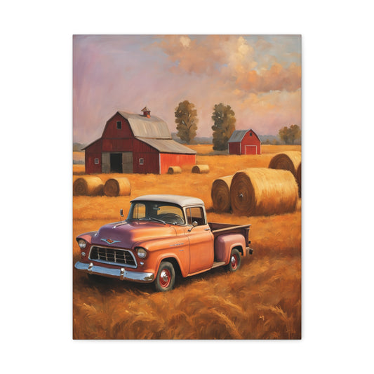 Rustic Farmhouse Wall Art Print, Farm Decor, Vintage Truck Canvas, Country Home Decor, Gift for Farmhouse Lovers