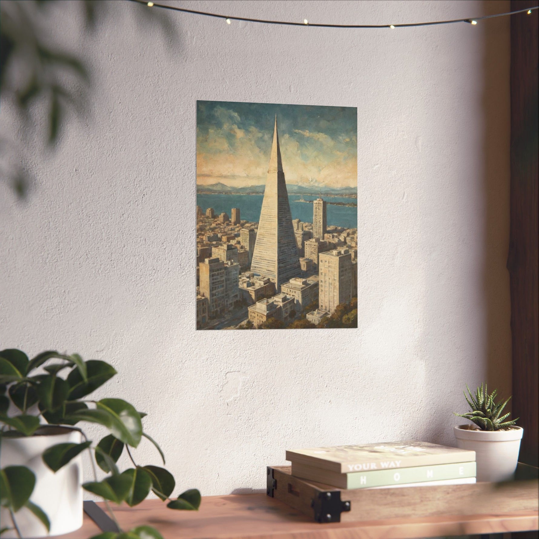 Vintage Cityscape Poster — Transamerica Pyramid Matte Vertical Print - AquilVision