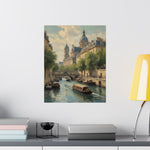 Paris Riverboat Matte Poster — Vintage European Cityscape Wall Art - AquilVision