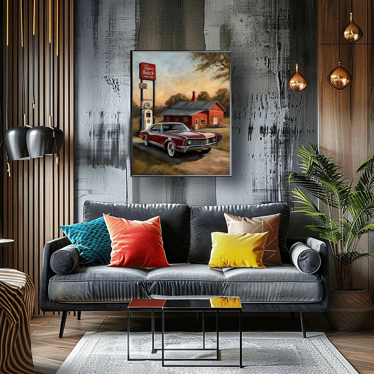 1965 Riviera Gran Sport – Retro Tankstellen-Edition | Plakat Leinwand