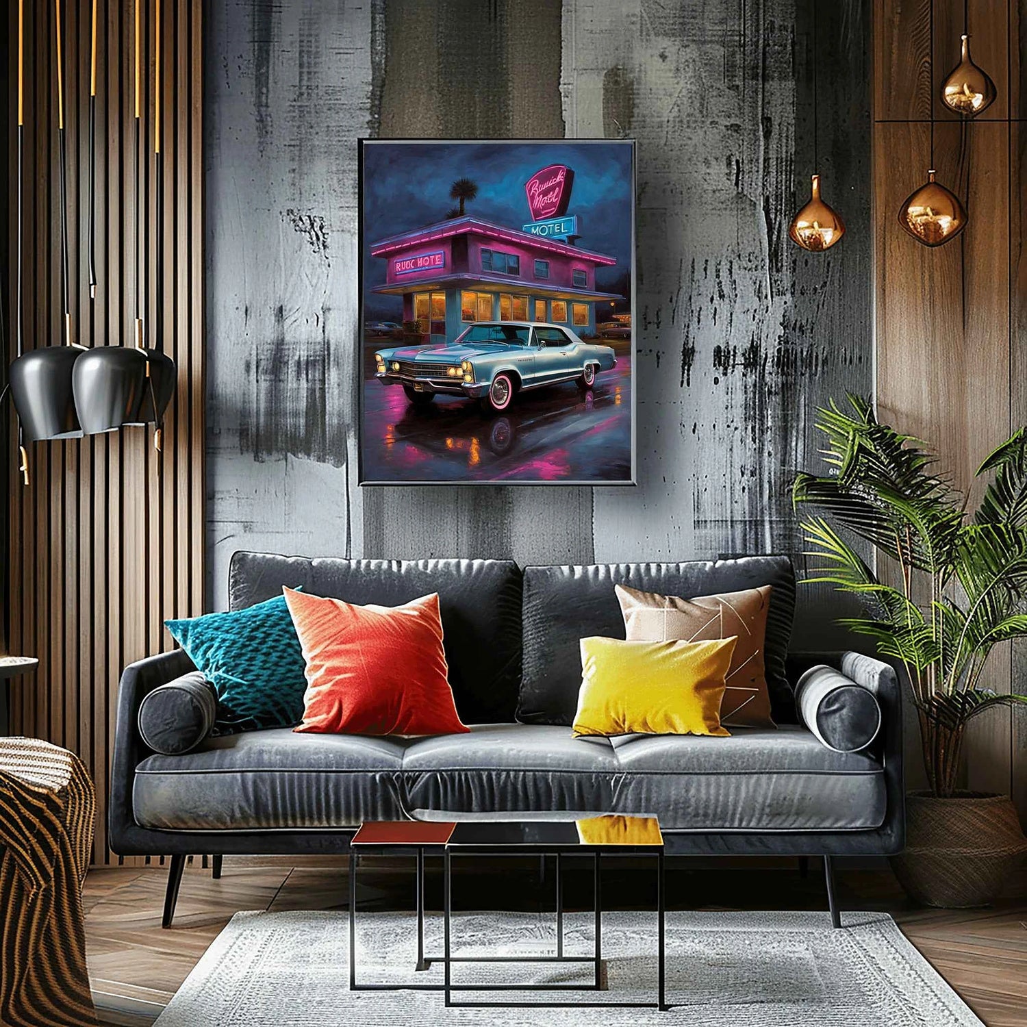 1965 Riviera Gran Sport - Neon Motel Edition | Poster auf Leinwand