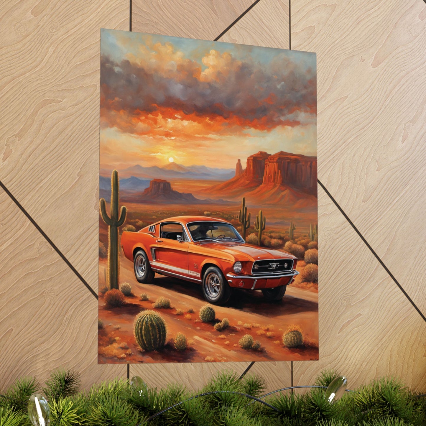 Vintage Desert Muscle Car Art Print – 18x24 in Poster