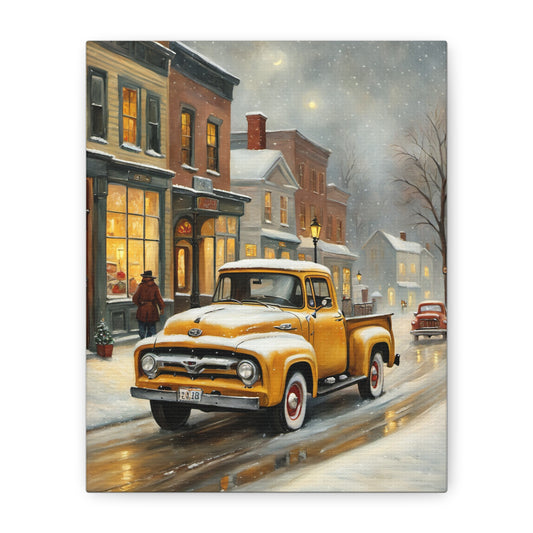 Vintage Truck Canvas Art, Winter Scene Wall Decor, Rustic Home Decoration, Holiday Gift, Farmhouse Style