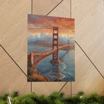Golden Gate Bridge Sunset Poster - Matte Vertical Travel Wall Art - AquilVision