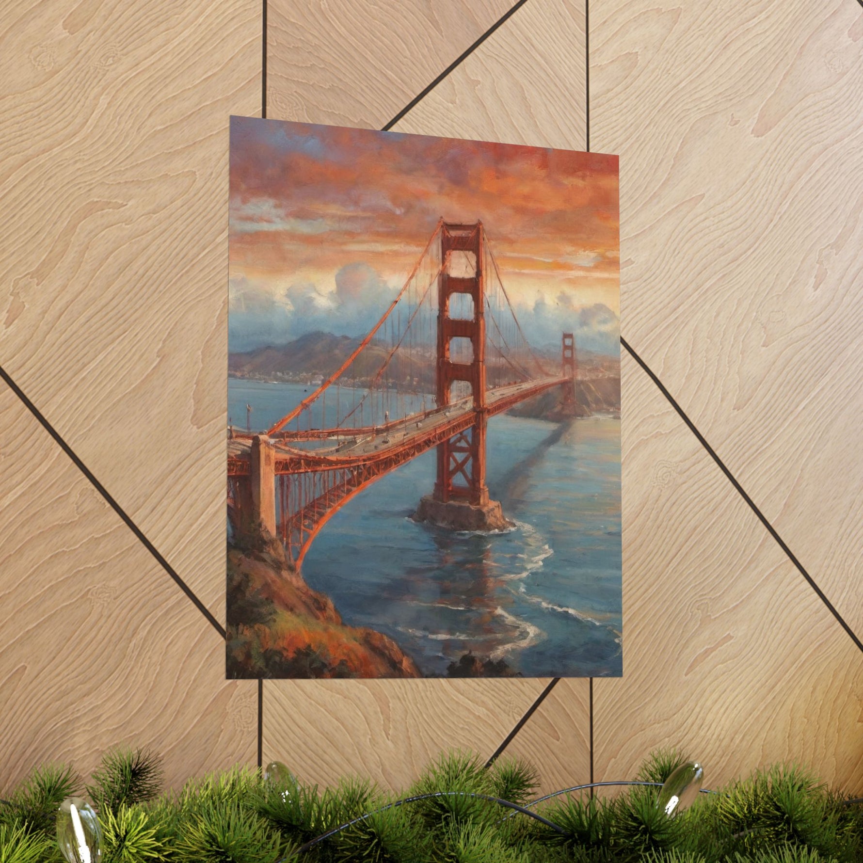 Golden Gate Bridge Sunset Poster - Matte Vertical Travel Wall Art - AquilVision