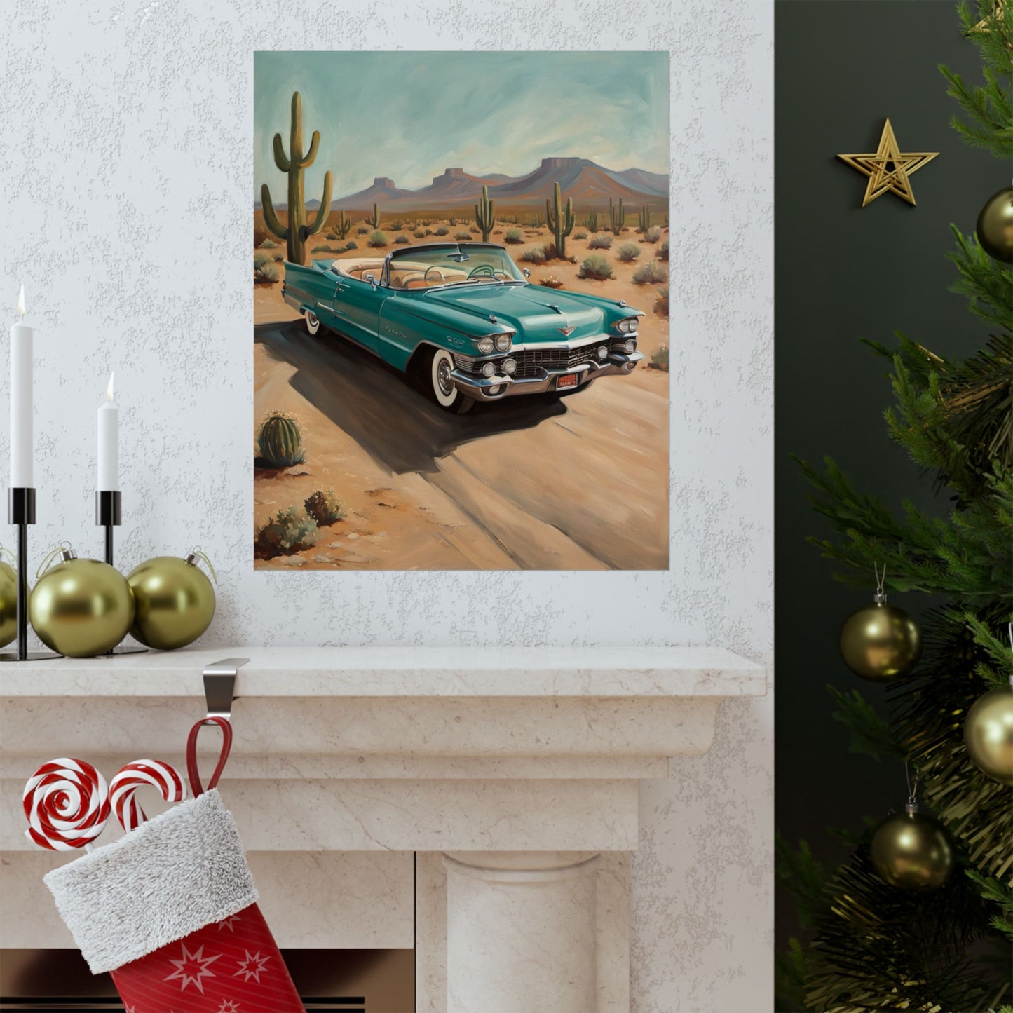 Vintage Car Matte Vertical Posters, Retro Wall Art, Desert Decor, Gift for Car Lovers, Home Decor, Nostalgic Art Prints - AquilVision