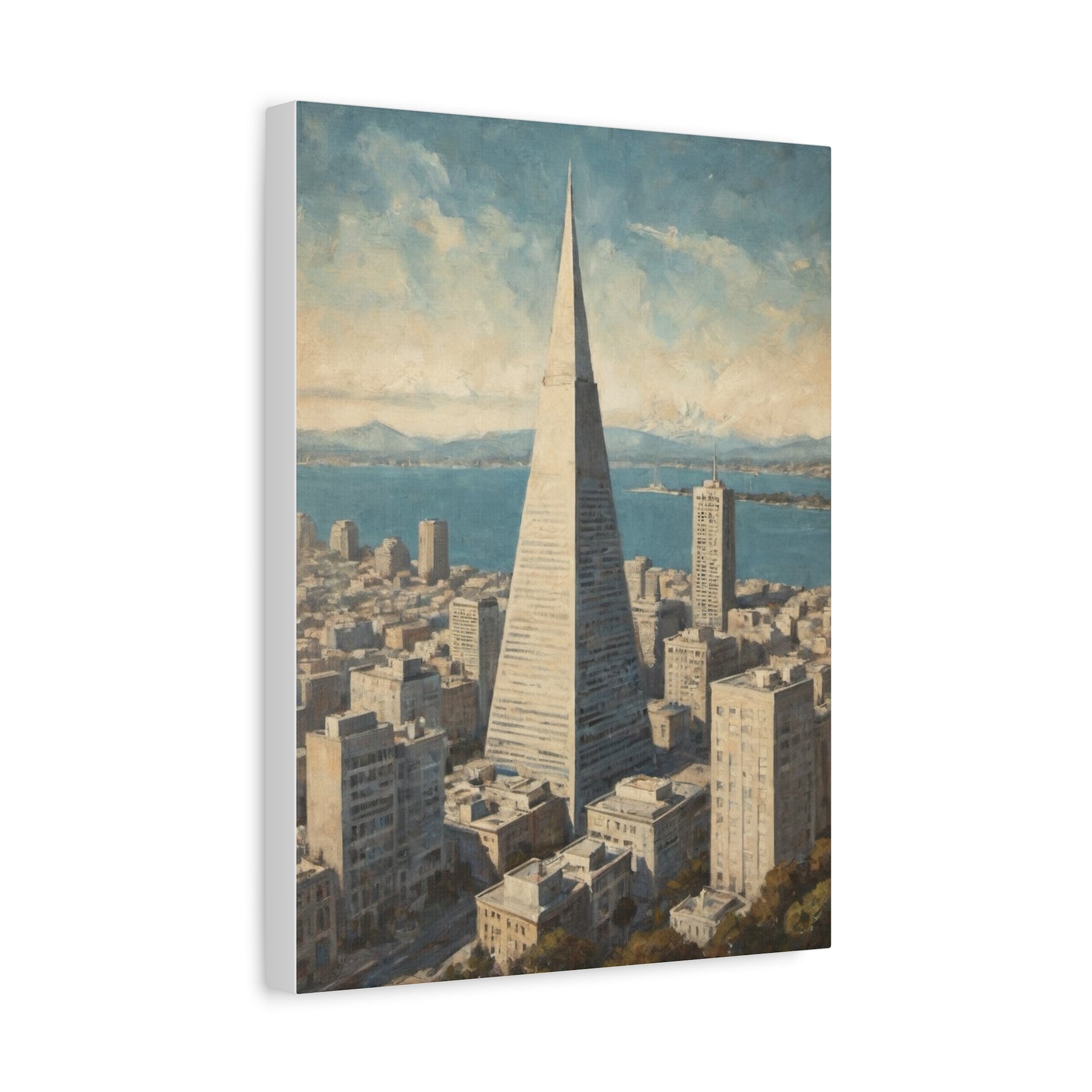 Transamerica Pyramid Matte Canvas Print — Vintage San Francisco Cityscape Wall Art - AquilVision