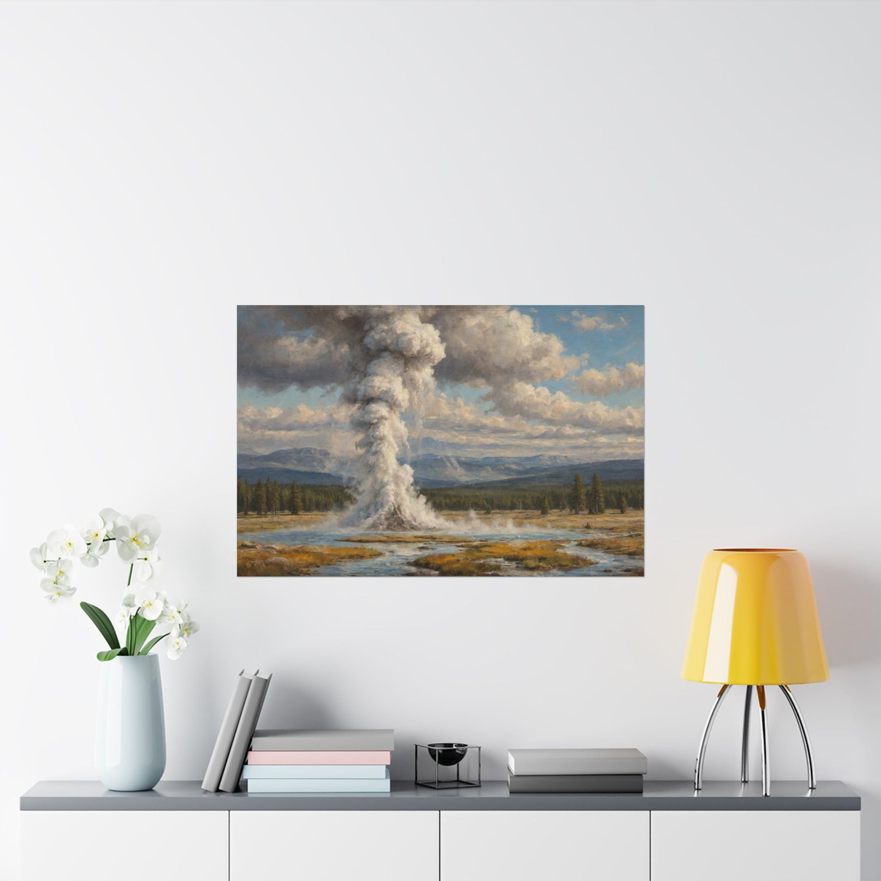 Geyser Landscape Matte Poster — Serene National Park Wall Art - AquilVision