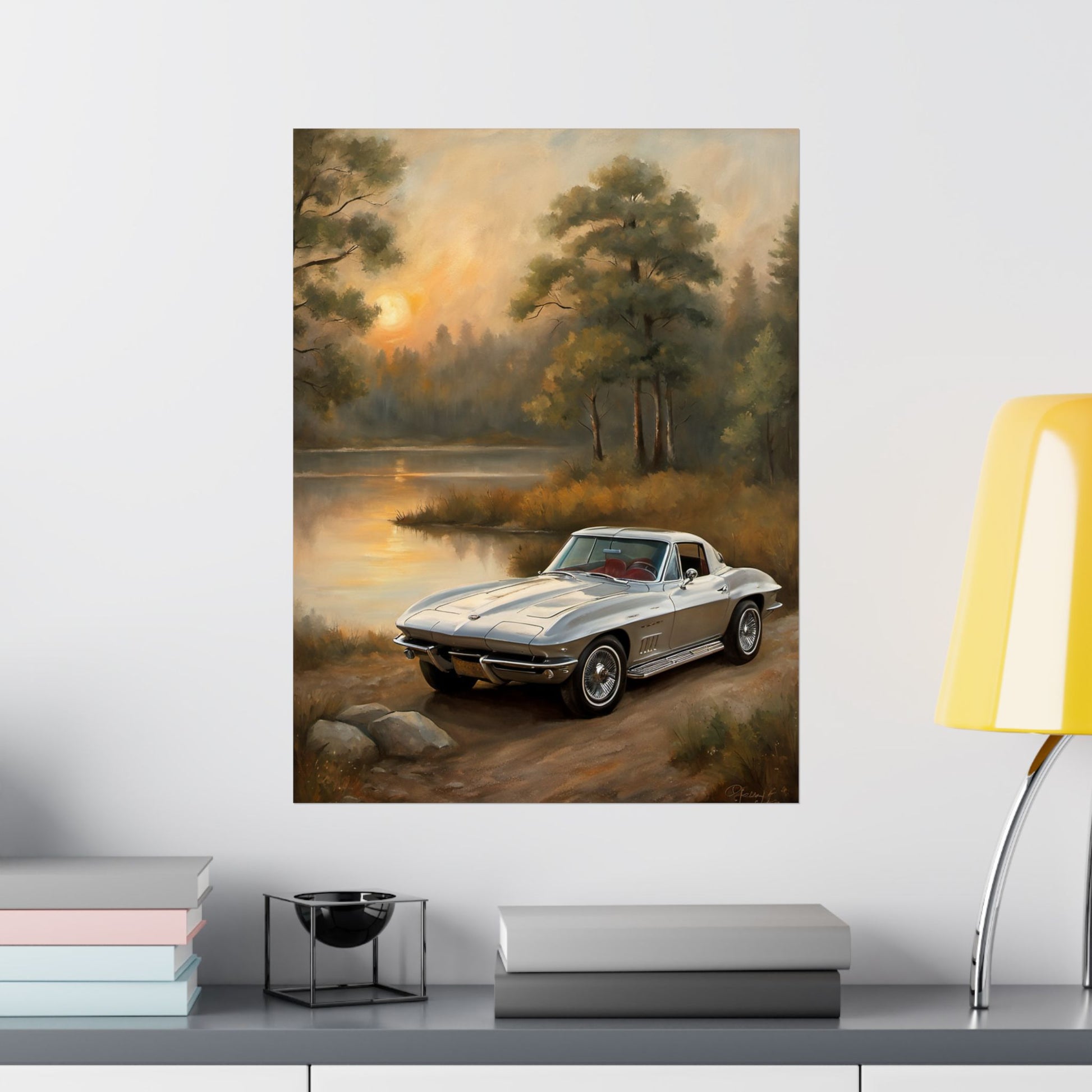 Classic Car Landscape Poster, Vintage Vehicle Decor, Automotive Wall Art, Retro Home Decoration, Perfect Gift for Car Lovers Printify
